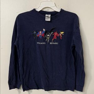 Warner Bros. Dark Blue Villains Beware Long Sleeve Tee vintage 90’s